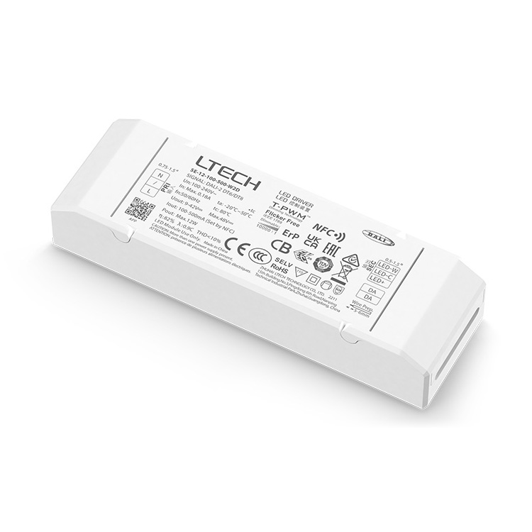 SE-12-100-500-W2D 12W 100mA to 500mA NFC CC DALI 2 DT6 DT8 LED Driver